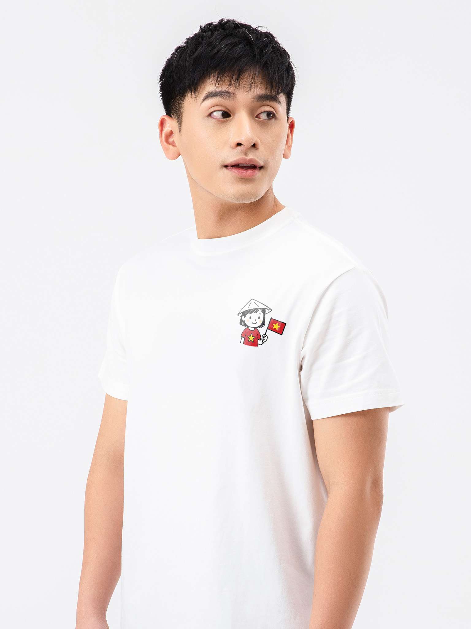 Áo thun Cotton Compact Bé gái cầm cờ