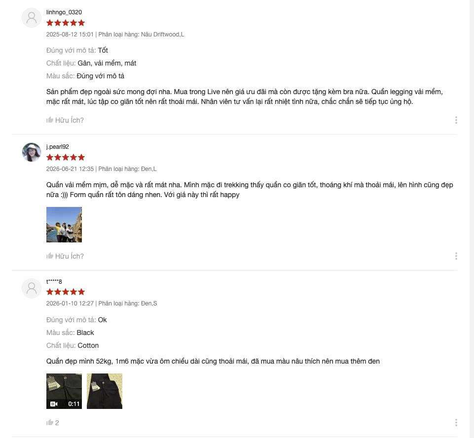 feedback quần legging