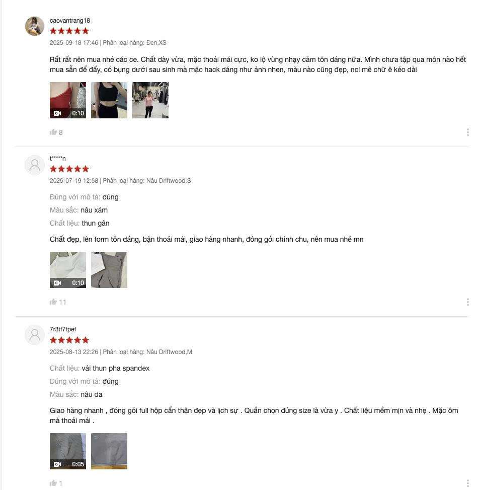 feedback quần legging