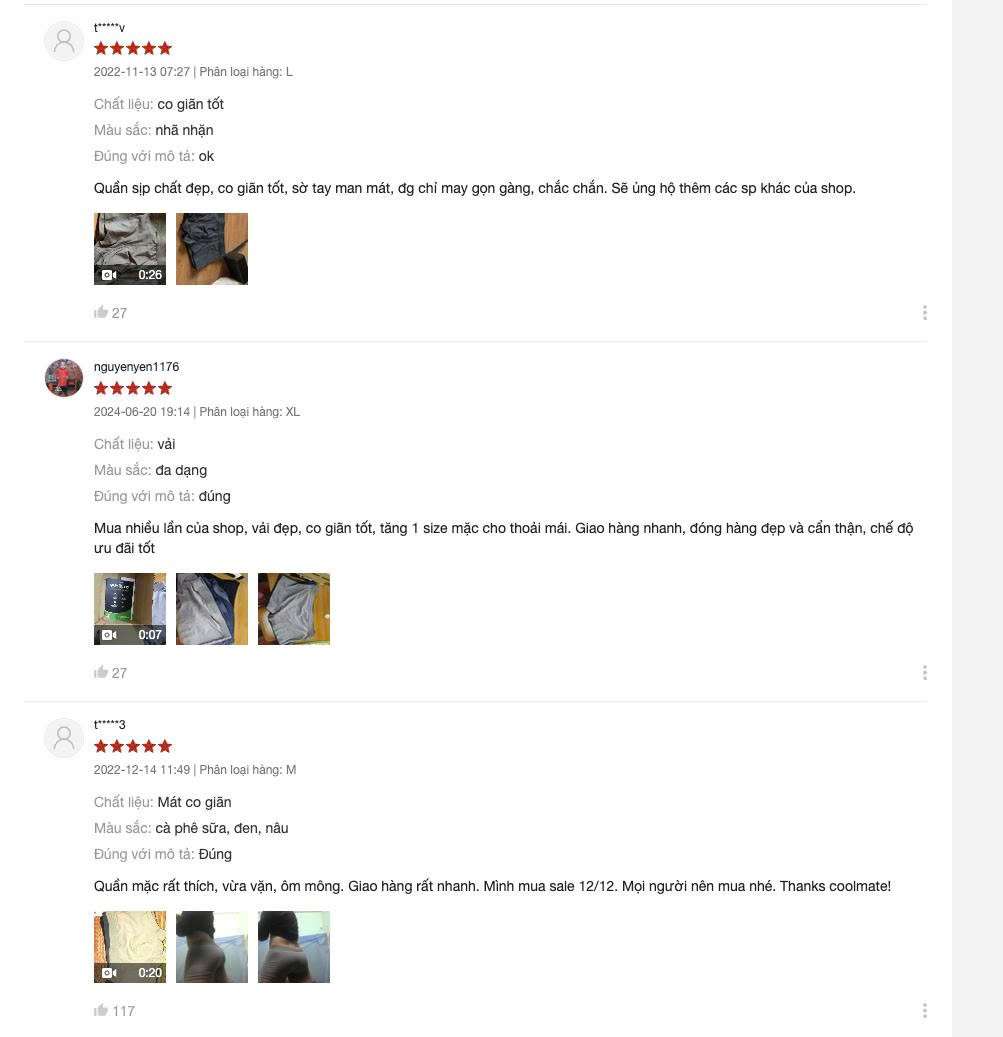 feedback quần lót nam