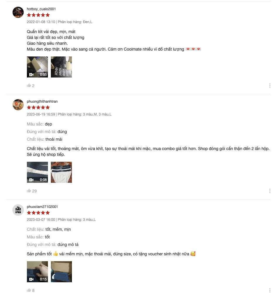 feedback quần lót nam