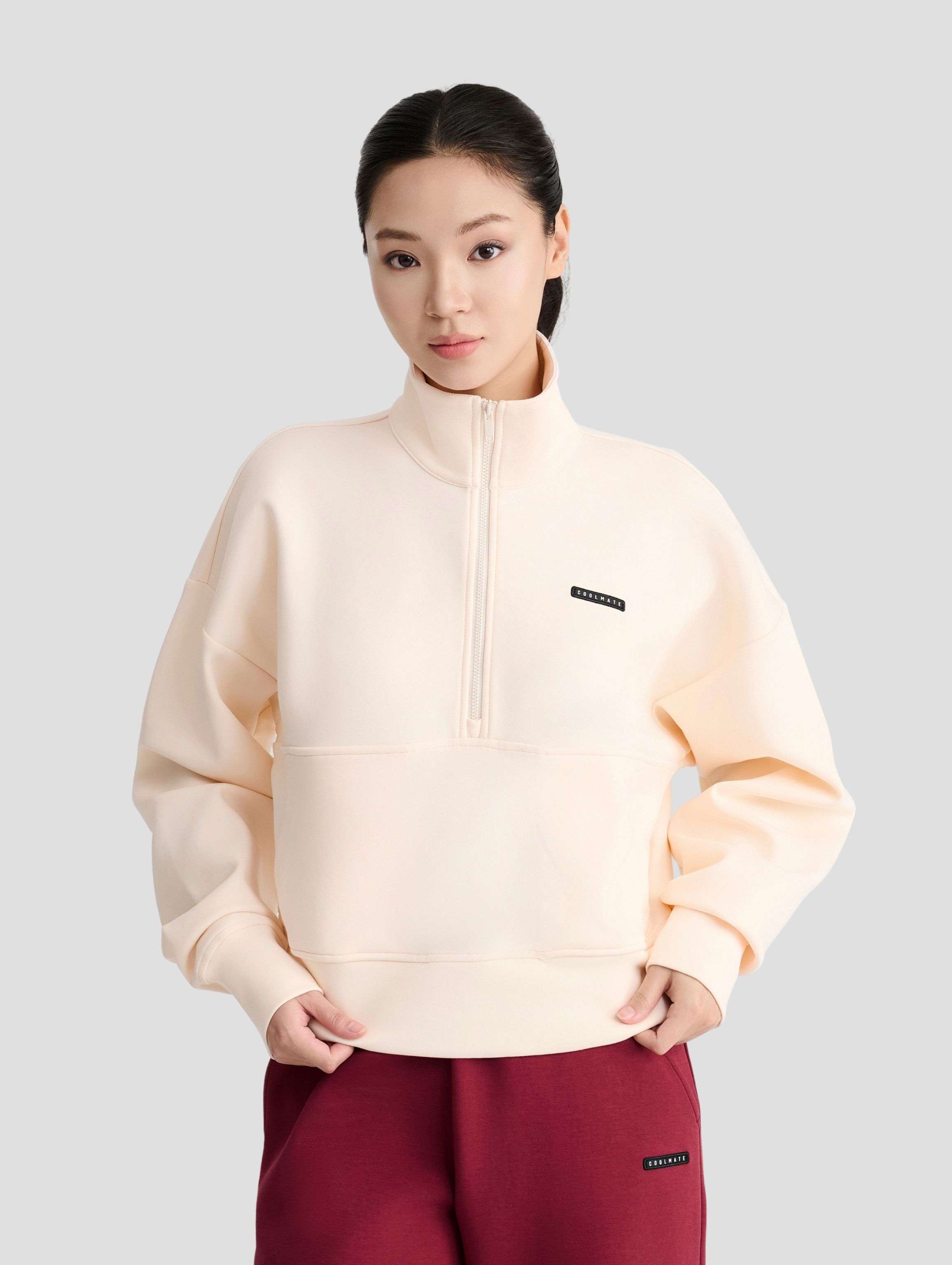 Áo Half Zip Oversized nữ Studio