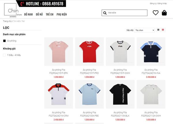 Website chính thức của Chiin Store đa dạng quần áo chính hãng Fila
