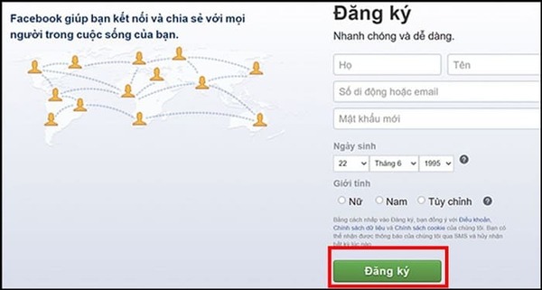 Người dùng chỉ cần vài thao tác nhanh gọn là đã sở hữu một tài khoản Facebook như ý