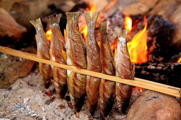 Cá suối nướng được người dân Mai Châu dùng nhiều trong bữa ăn