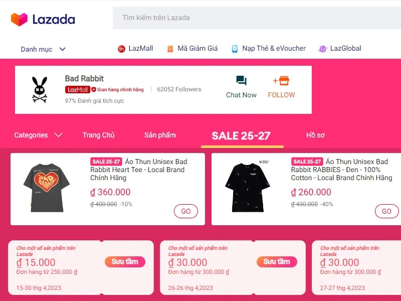 Local brand trên Lazada - Bad Rabbit