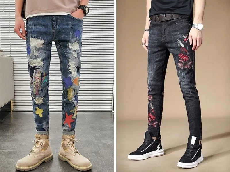 Về chiếc quần jeans nam in họa tiết - Nét chấm phá trong tủ đồ