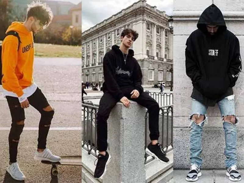 Năng động xuống phố với hoodie và jeans zipper