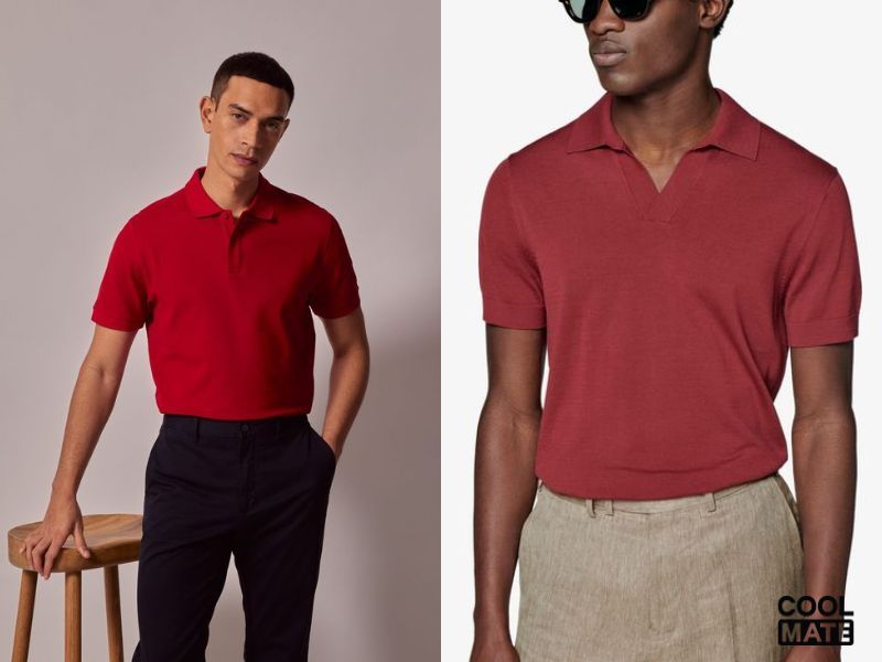 Áo polo đỏ đô dáng slim fit