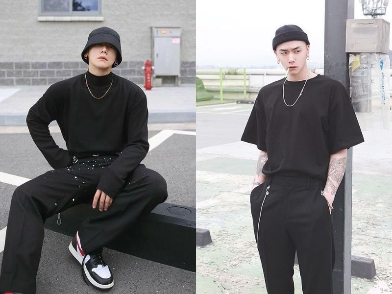 Outfit all black cho chàng trai bí ẩn