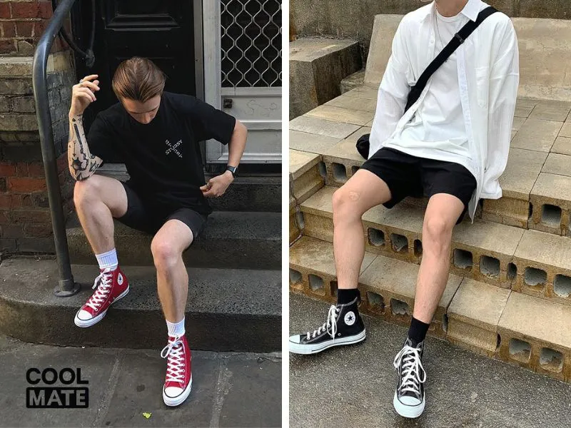 Tất nhiên không thể thiếu giày Converse khi diện quần short