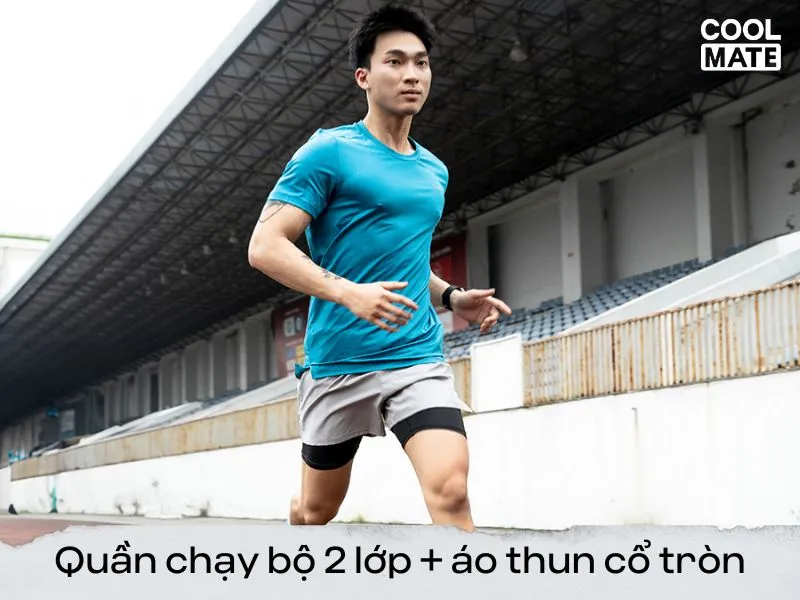 Phối đồ đơn giản với quần chạy bộ nam 2 lớp