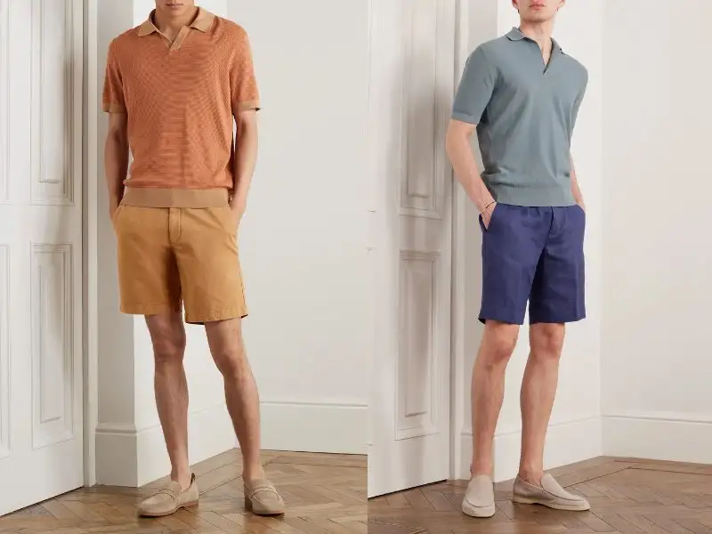 Quần short nam vải kaki ống rộng mix cùng áo polo đơn giản 