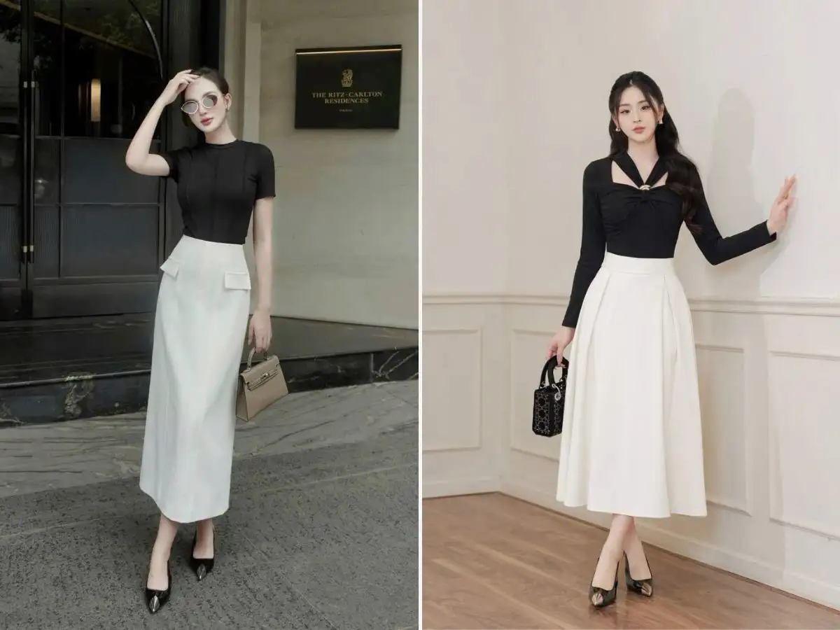 Cân đối tỉ lệ khi phối váy công sở