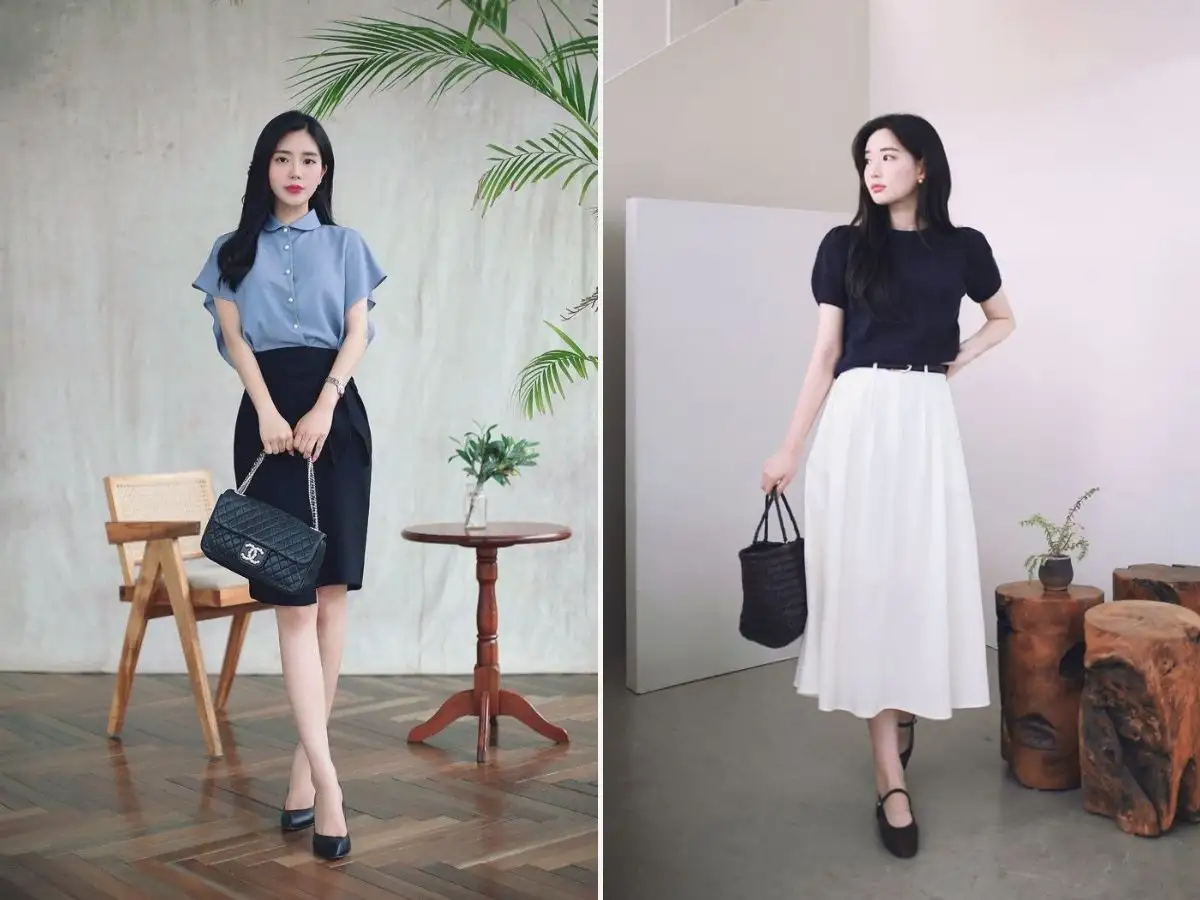 Chân váy công sở phối với áo