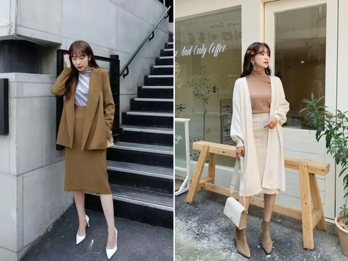 Chân váy công sở phong cách mùa đông