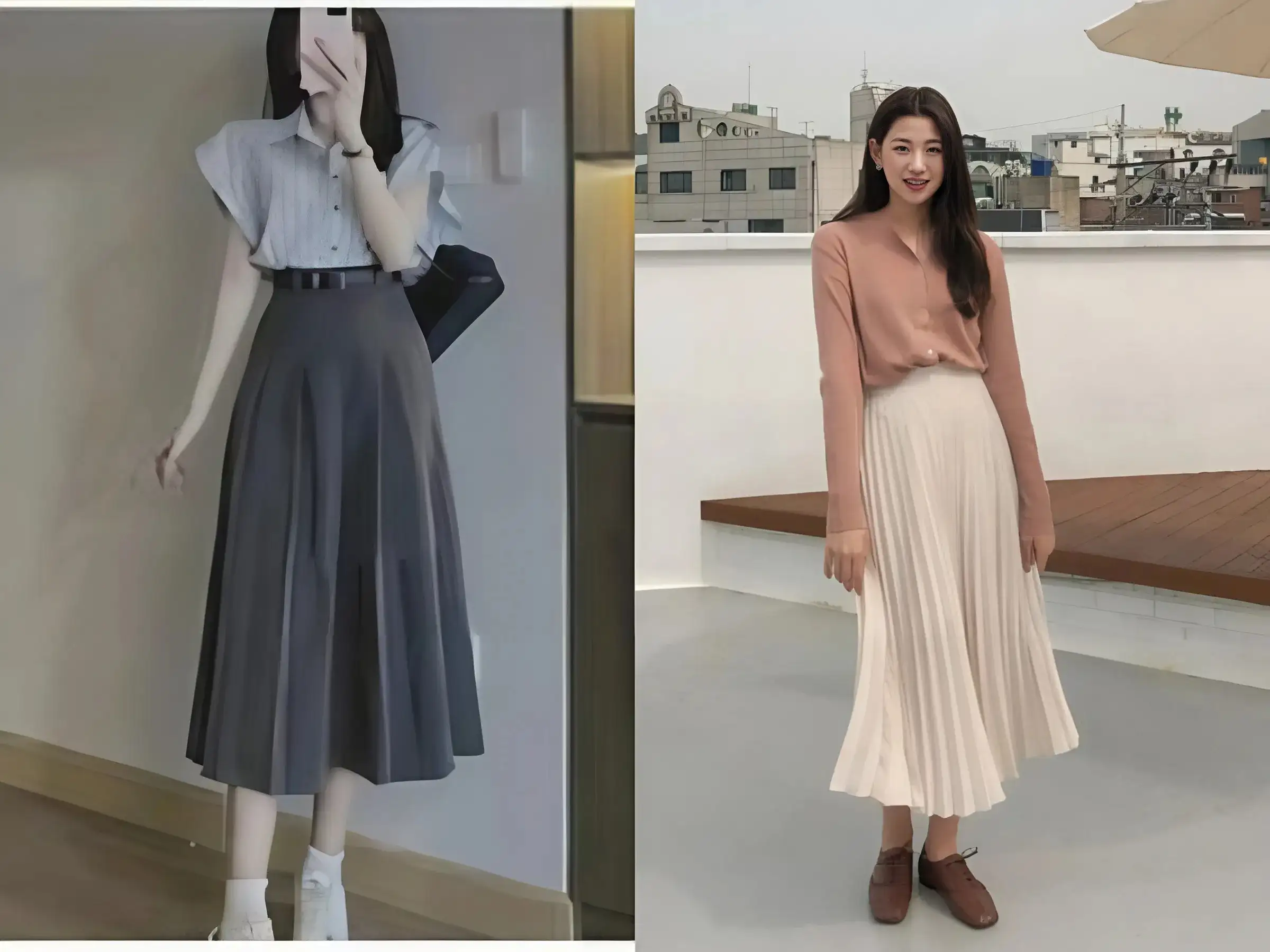 Sơ Mi Cách Điệu + Chân Váy Dài/Quần Culottes