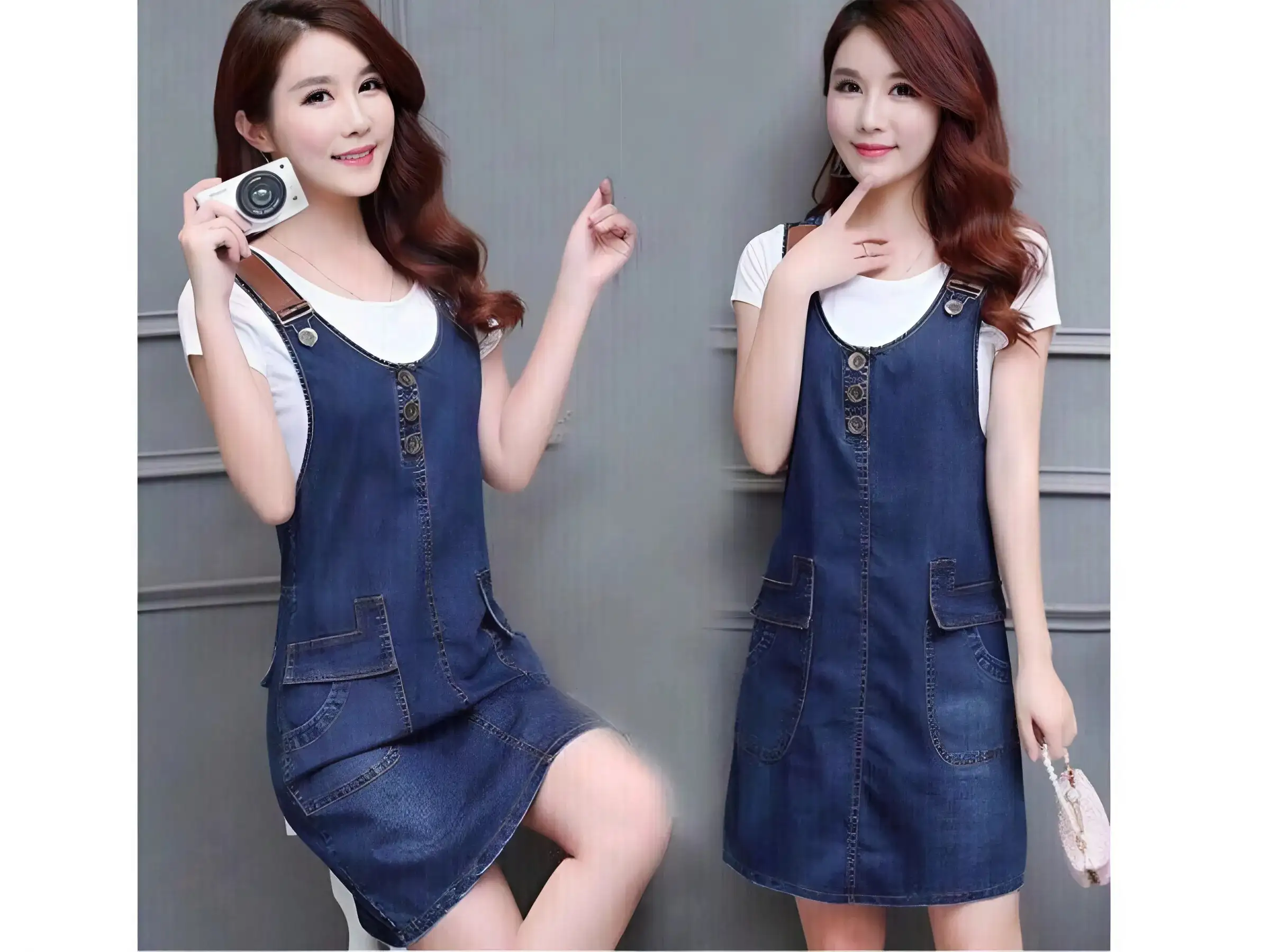 Yếm Jeans/Vải + Áo Thun/Sơ Mi