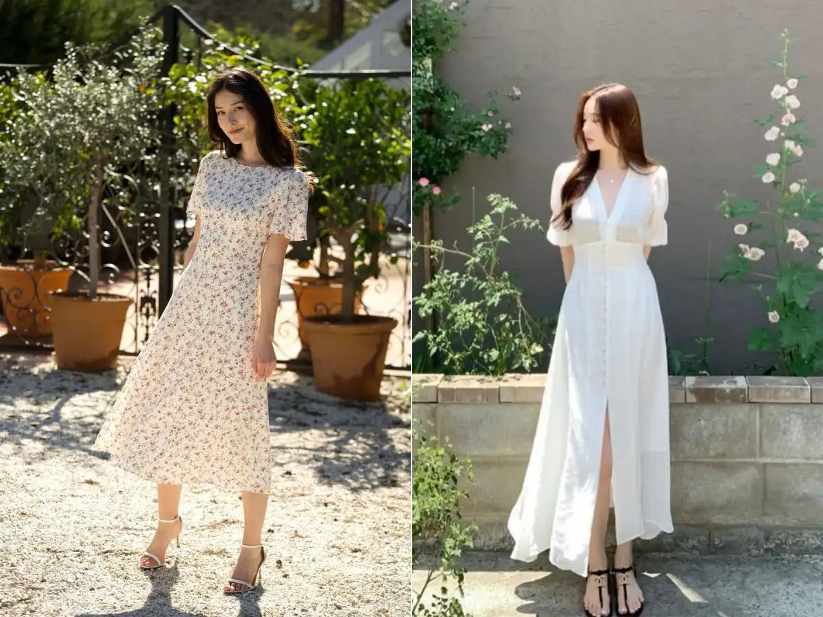 Váy chữ A, váy xòe nhẹ hoặc các mẫu có điểm nhấn ở phần eo cao là những lựa chọn lý tưởng