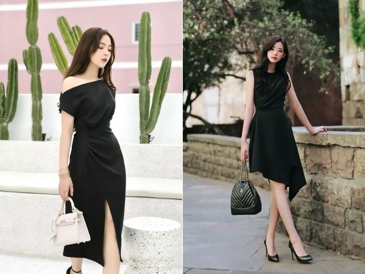 Cách phối đồ với váy liền thân màu đen?