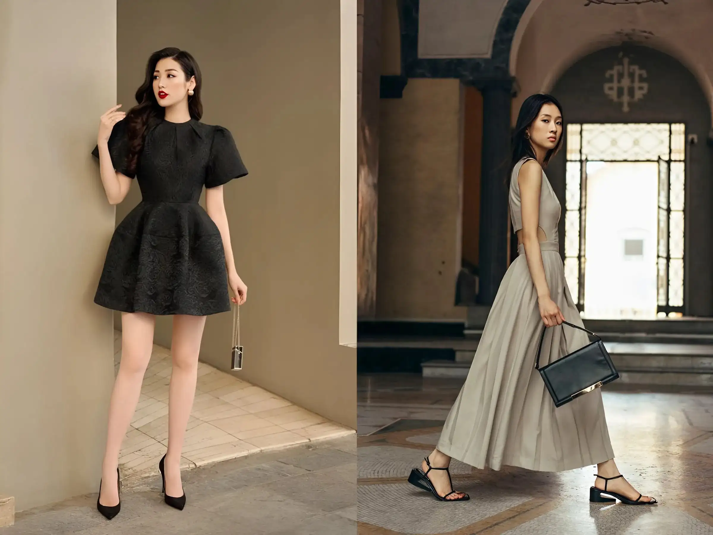 Những bộ đầm kiểu dáng xếp ly, tay phồng, ... là những kiểu dáng thịnh hành