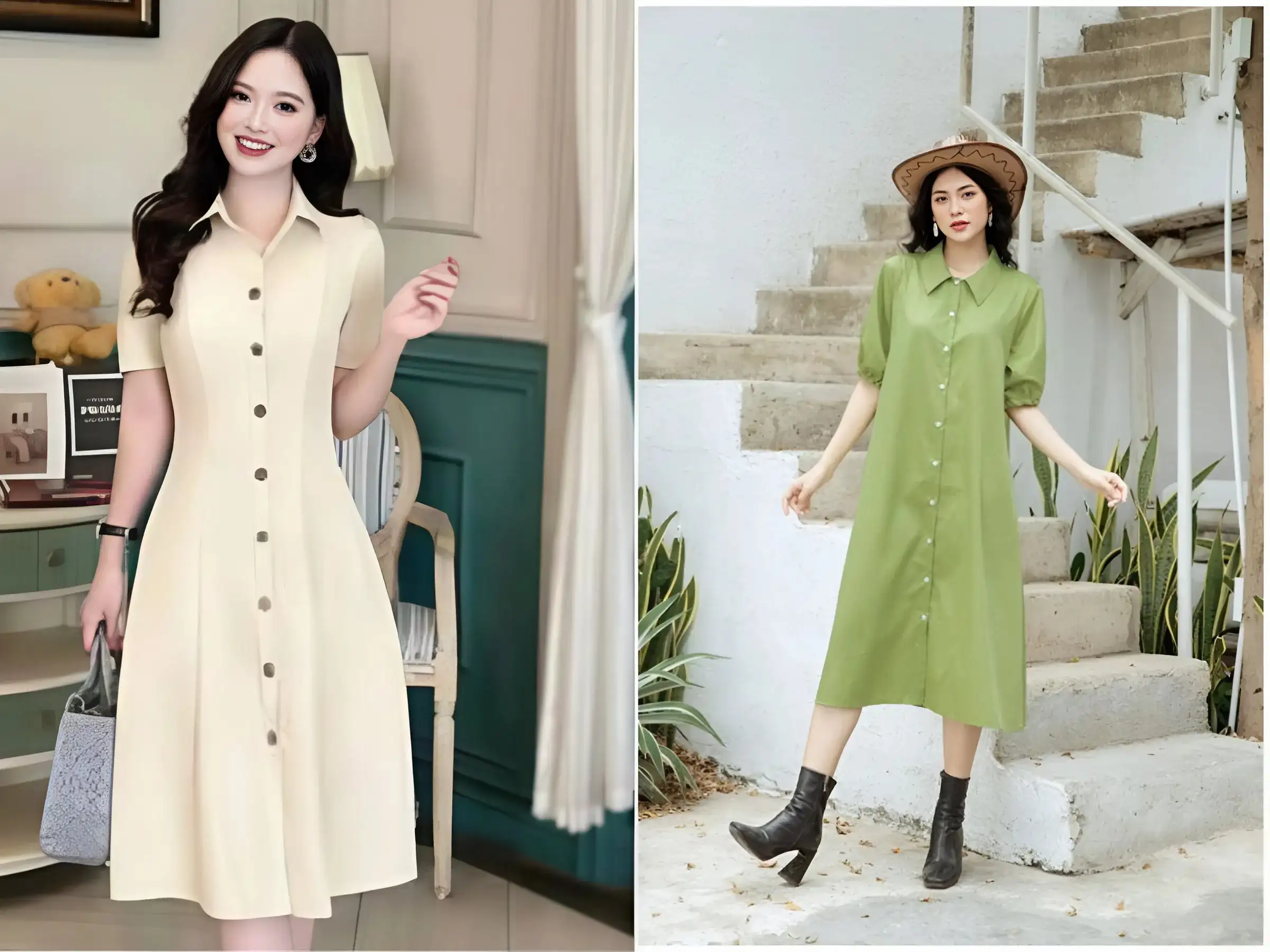 Váy liền thân sơ mi/Shirt dress