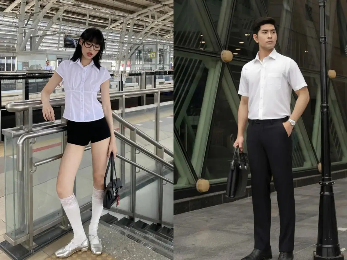 Sơ mi trắng giúp bạn trông tự tin và thoải mái trong bối cảnh làm việc sáng tạo 