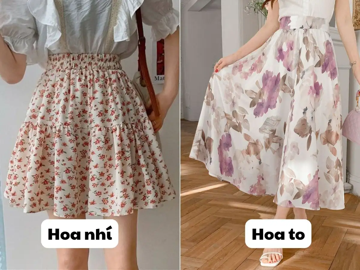 Lựa chọn hoạ tiết chân váy hoa nhí phù hợp