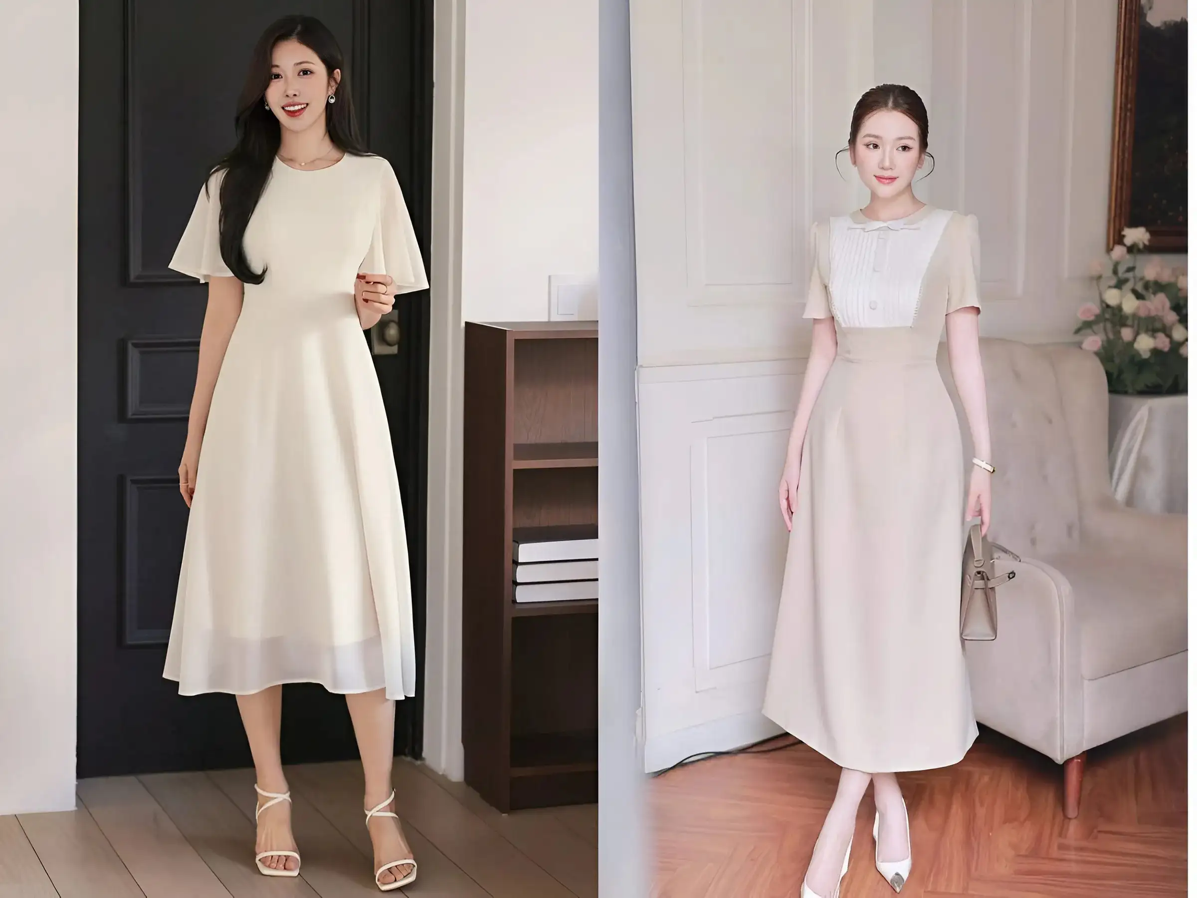 Đầm cho nàng nấm lùn kéo dài chân với đầm ngắn trên gối, nhấn eo