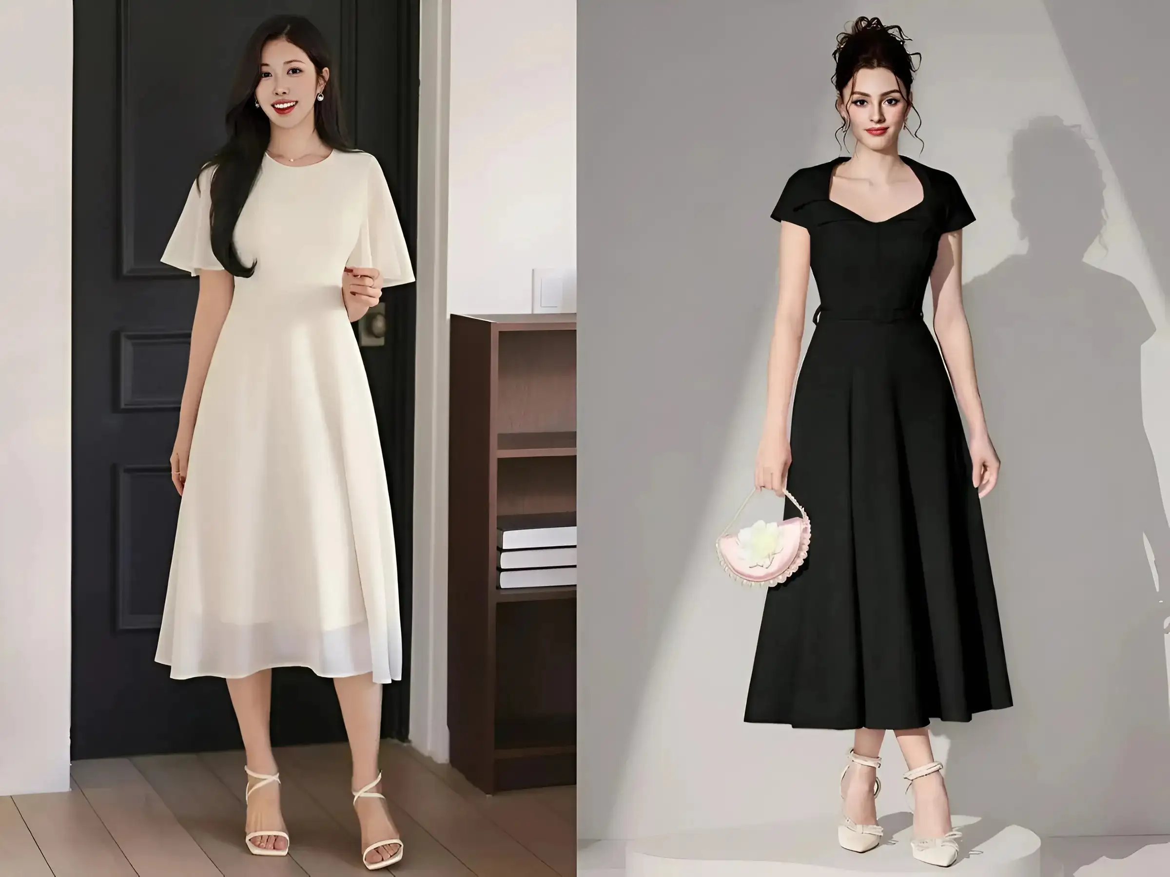 Đầm công sở dáng chữ A thanh lịch, nhẹ nhàng, dễ tính