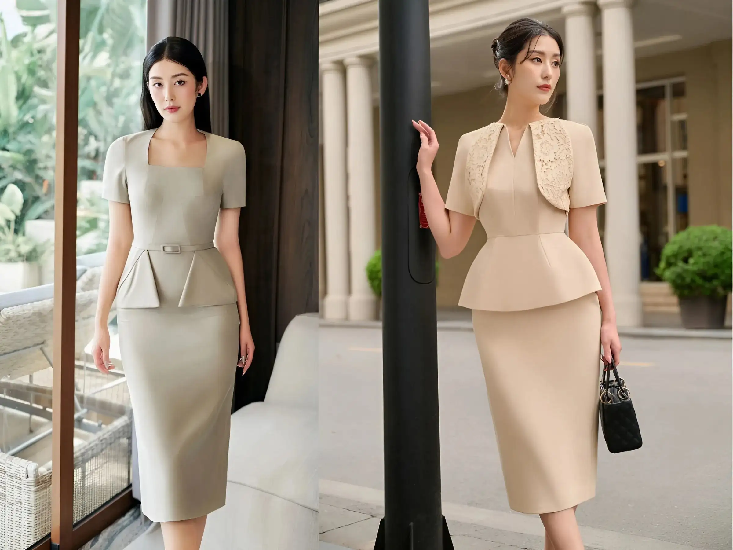 Đầm công sở Peplum sang trọng, tạo điểm nhấn eo tinh tế