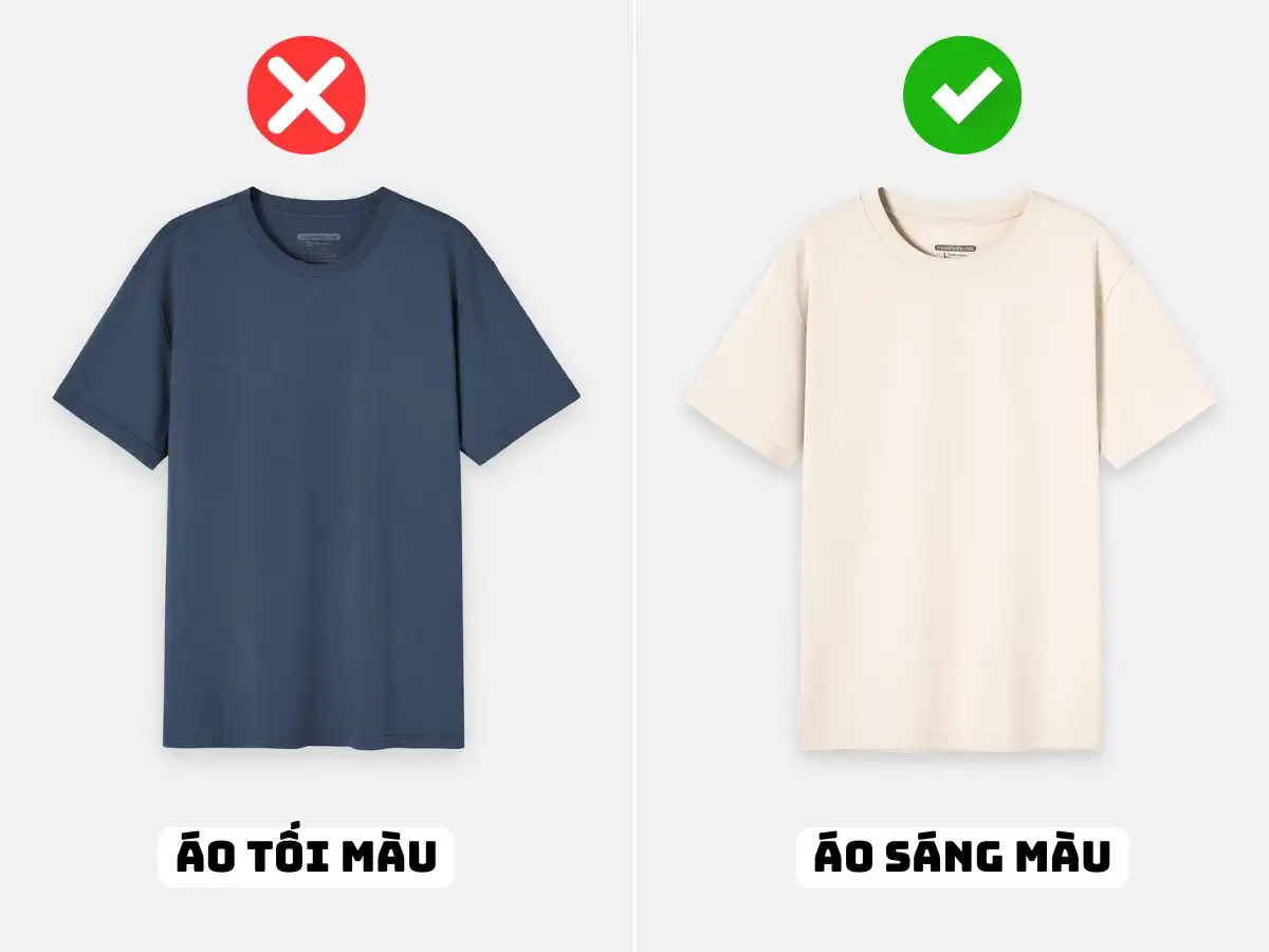 Ngược lại với dáng người mập, áo sáng màu là lựa chọn lý tưởng cho người gầy