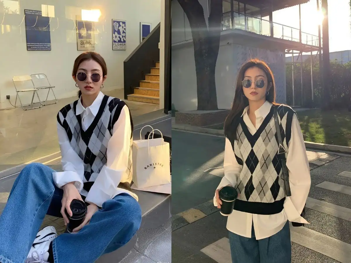 Set đồ với gile len mỏng là lựa chọn hoàn hảo