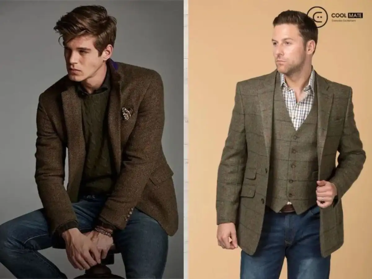 Áo khoác tweed jacket sang trọng cho nam 