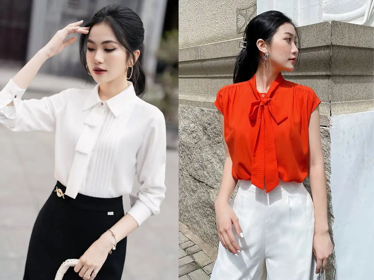 Duyên dáng với áo kiểu cổ cách điệu