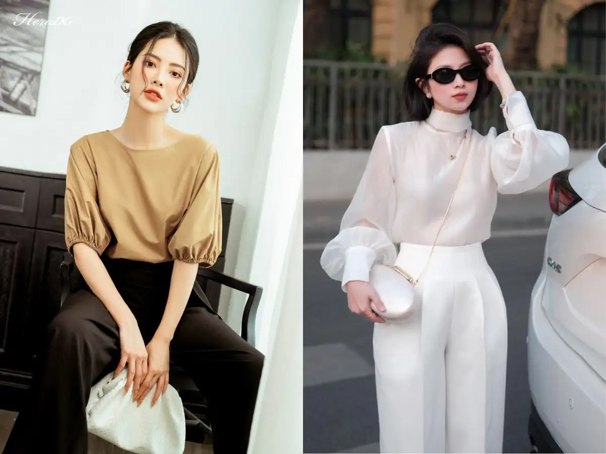 Thời thượng đi làm với áo tay bồng
