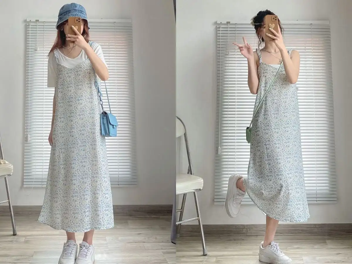 Đầm hoa nhí dáng suông