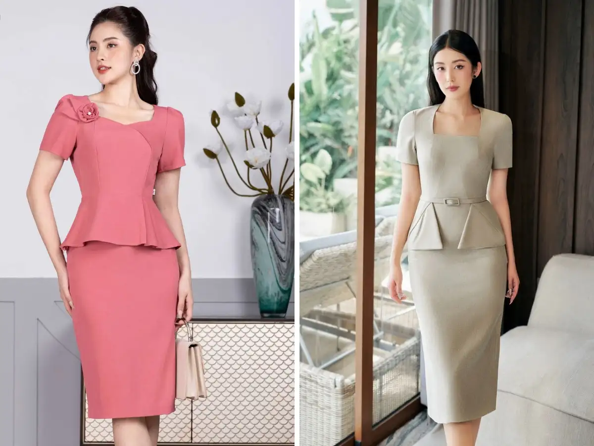 Các nàng có dáng người gầy nên chọn loại váy Peplum