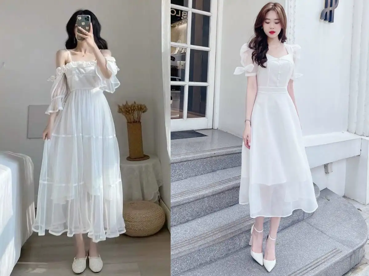 Váy trắng tiểu thư đầy điệu đà