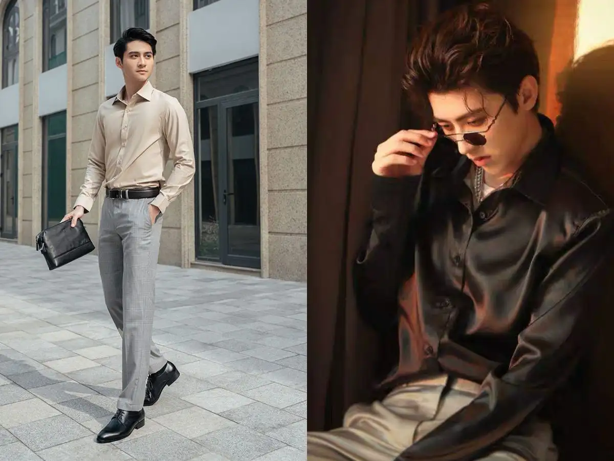 Nét cuốn hút toát lên từ áo sơ mi lụa khi kết hợp cùng giày tây