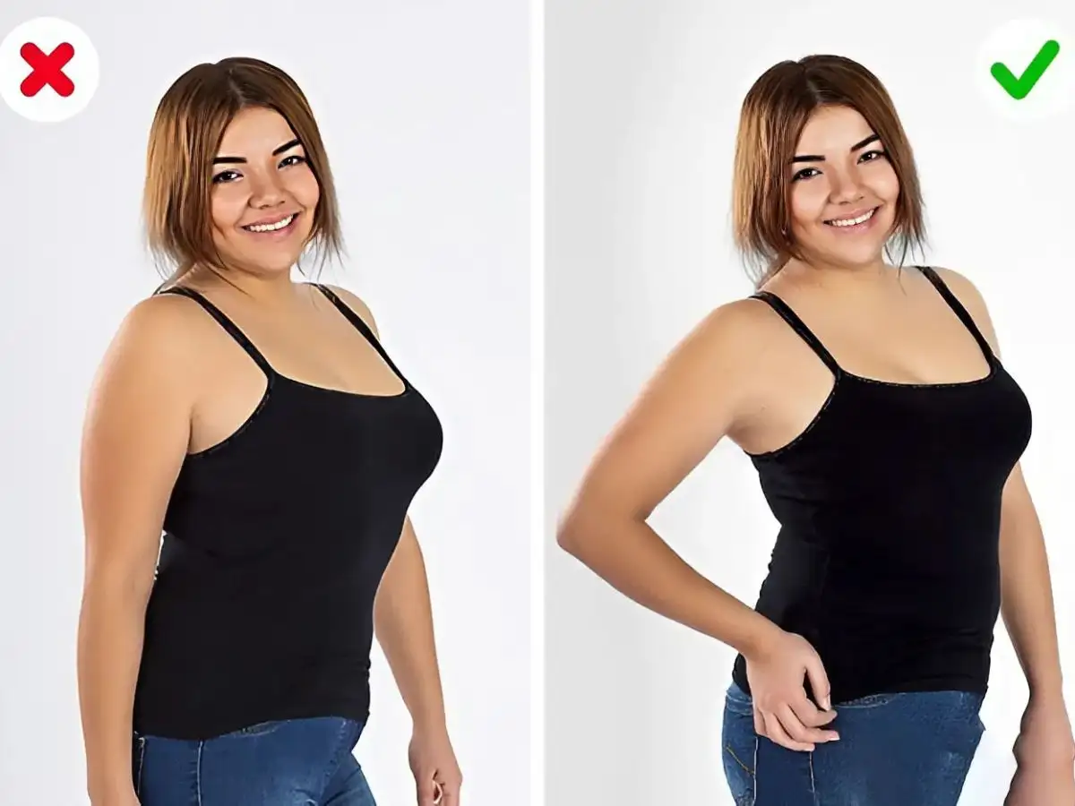 Tư thế chống hông giúp định hình đường cong quyến rũ