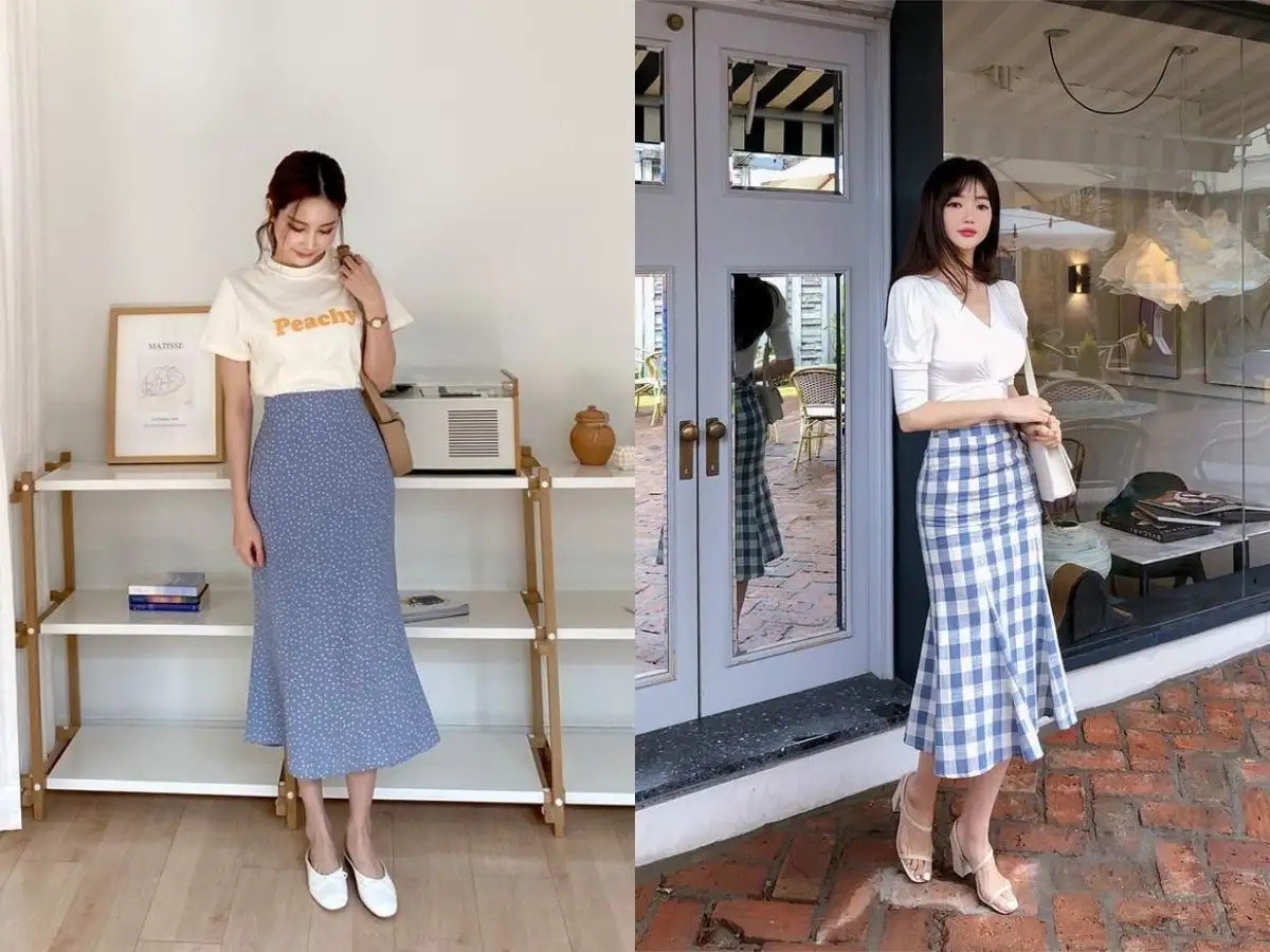 Nên chọn các mẫu váy midi dài đến bắp chân, với phần đuôi xòe nhẹ nhàng và thanh thoát