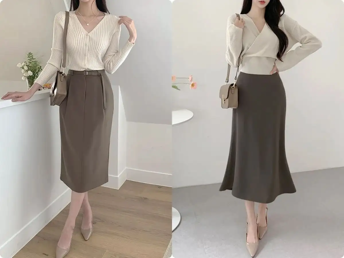 Các dáng váy dài qua gối phổ biến