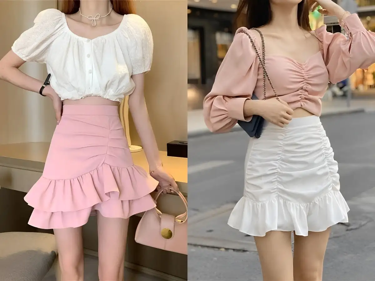 Phối đồ chân váy đuôi cá cho dáng thước kẻ