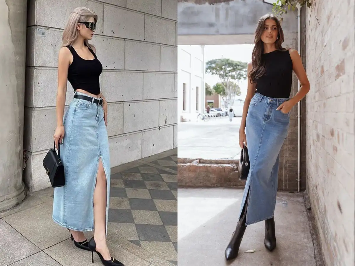 Mix chân váy jean cho không bị "dừ"