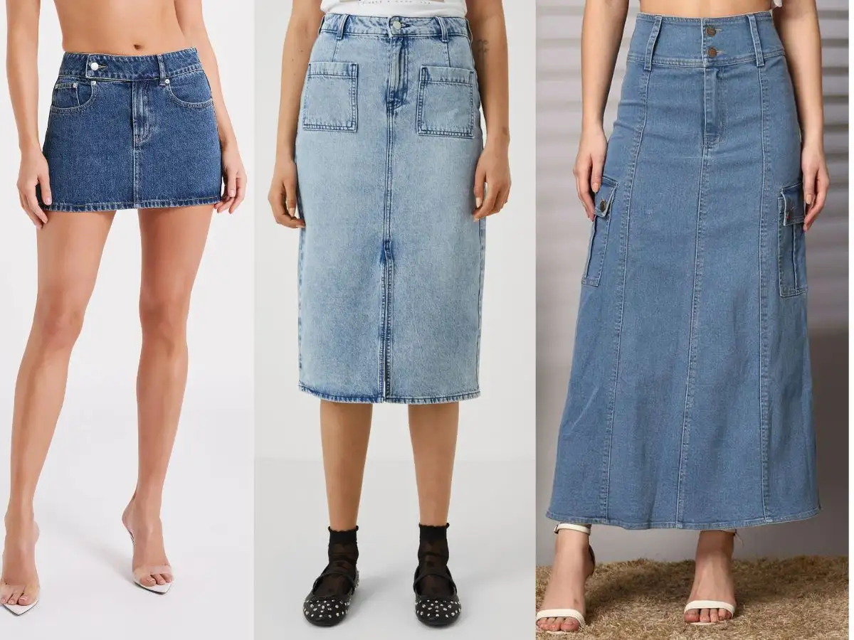 Một số kiểu chân váy jean phổ biến