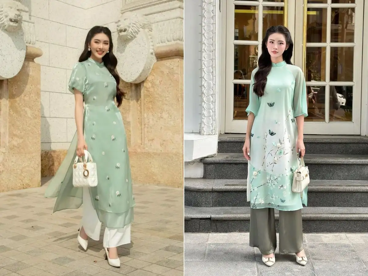 Hãy chọn những mẫu áo dài cách tân làm từ gấm, lụa với màu sắc tươi sáng, họa tiết trẻ trung