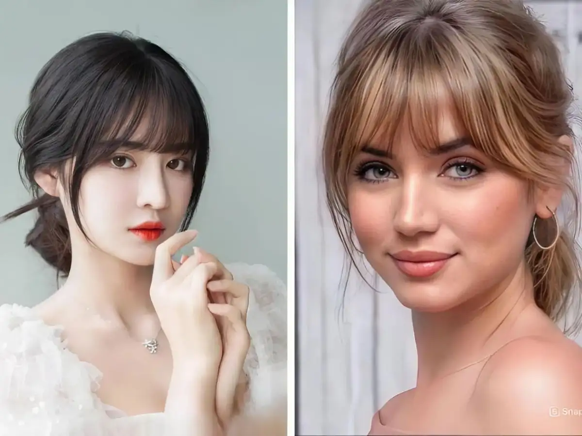 Bạn nên chọn kiểu búi thấp hoặc ngang để tạo sự cân bằng cho mặt tròn