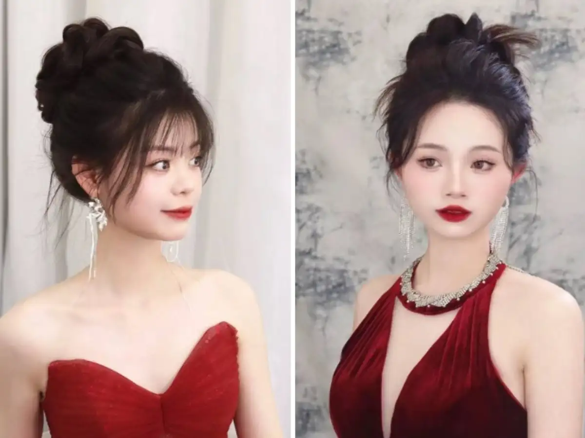 Nàng có thể chọn tóc búi cao khi đi tiệc