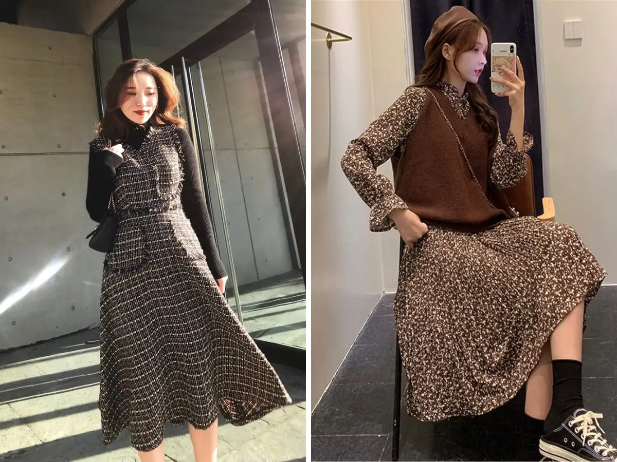 Việc diện váy vào mùa thu đông mang lại vẻ đẹp nữ tính cho nàng